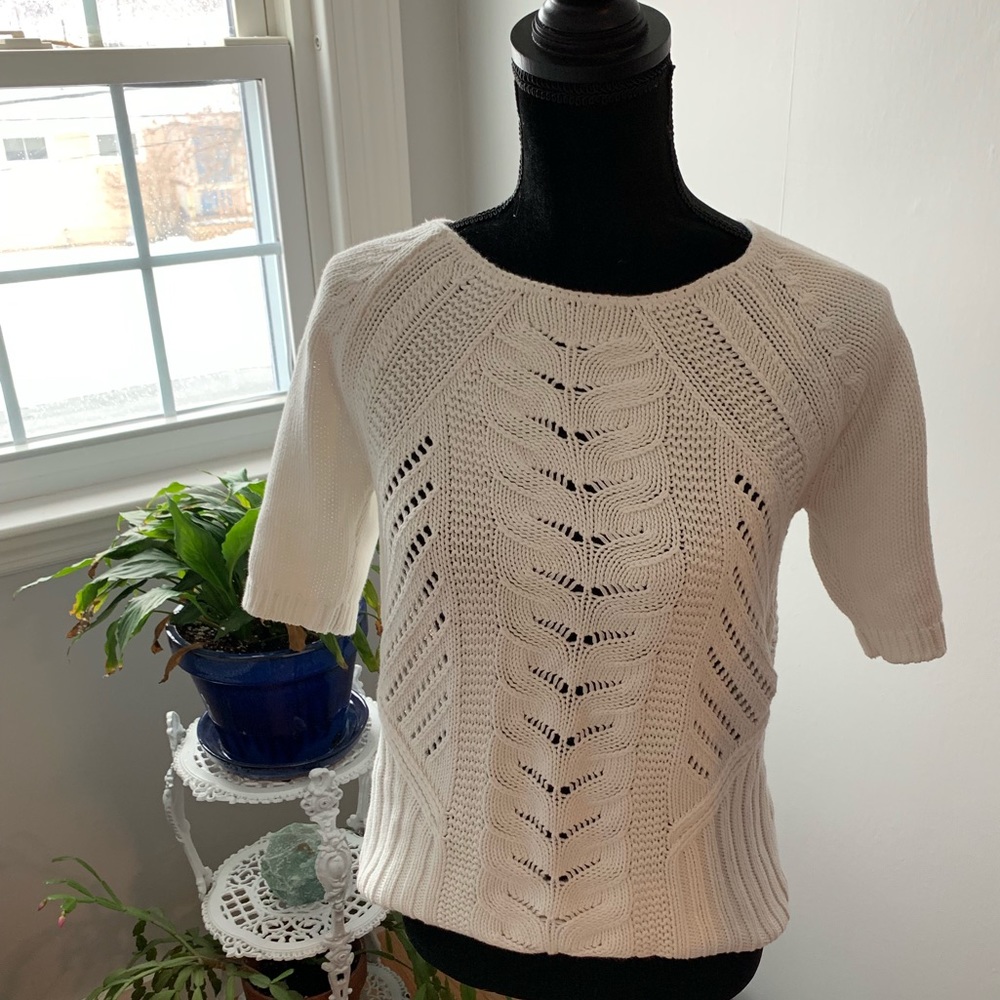 White half sleeve sweater